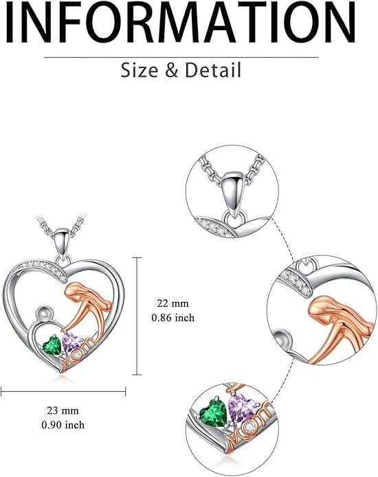 Valentines Day Gift for Mom Mother Daughter Necklace Birthstone Necklaces for Women Anniversary Jewelry Valentine Mothers Day Christmas Birthday Gifts for Mom Women Her Wife Girlfriend