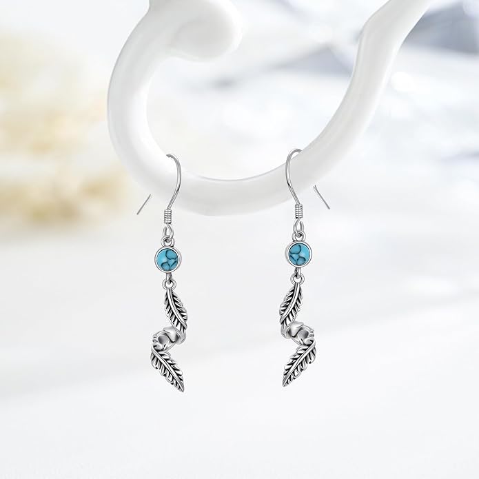 Western Earrings for Women 925 Sterling Silver Turquoise Western Country Dangle Drop Earrings Country Jewelry Gifts for Cowgirl Cowboy