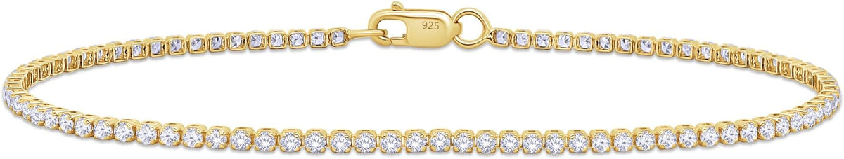 Tennis Bracelet for Women 1.10 to 1.30 Carat (ctw) Round Lab Grown Diamond Single Row Stacking Dainty Bracelets for Brides In 10K Solid Gold Or 925 Sterling Silver Jewelry Size-6.5 to 7.5 Inch