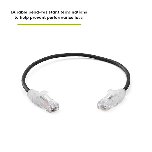 TRUECABLE Cat6 Component Rated Patch Cable, Unshielded (U/UTP), 1ft, Black, 28AWG Solid Copper, Snagless 10G High-Speed Ethernet Cable, PoE++ 4PPoE 100W, UL Listed, RoHS-3, 5 Pack