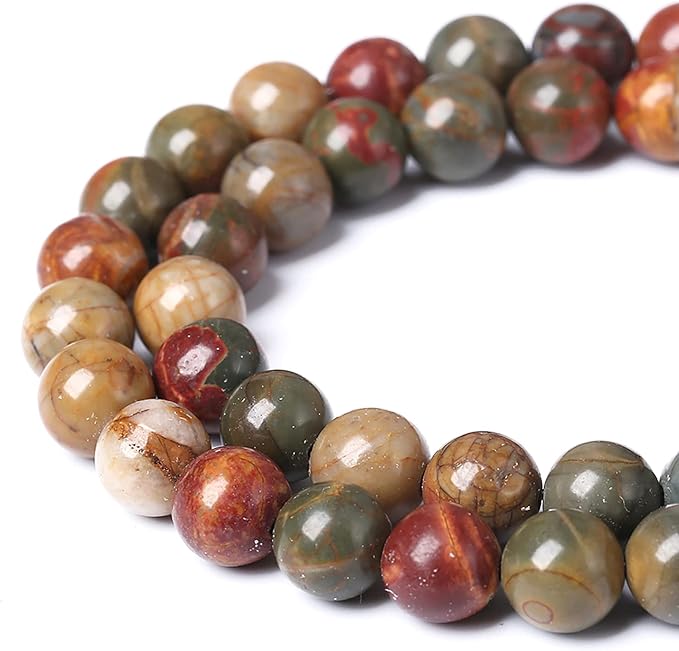6mm 60pcs Natural Picasso Jasper Beads Healing Power Stones Round Loose Gemstone Beads for Jewelry Making DIY Bracelet Necklace 15"