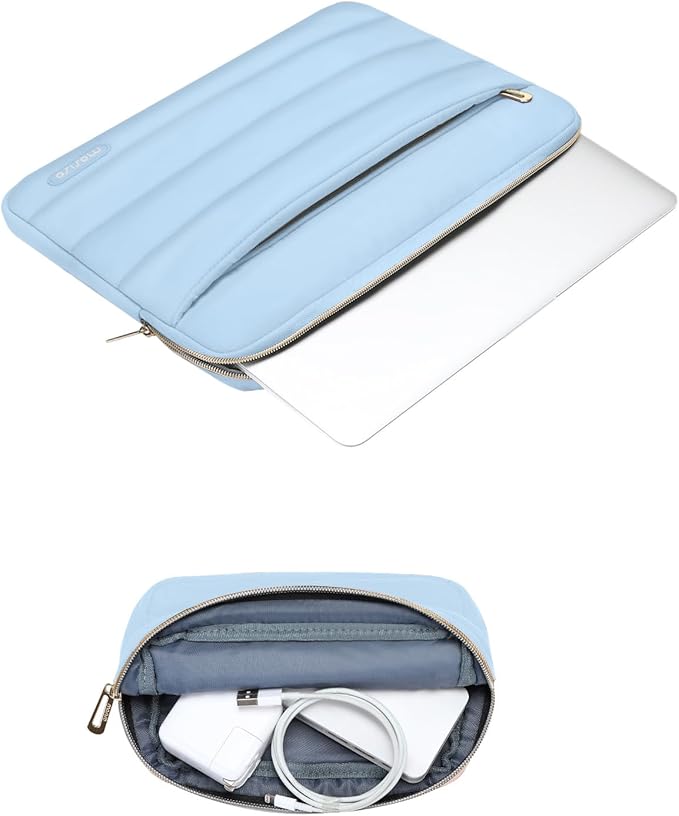 MOSISO 15-15.6 inch Laptop Case, 16 inch Puffy Laptop Sleeve Compatible with MacBook Pro 16, HP Dell ASUS Acer Toshiba Lenovo Notebook Computer, Polyester Horizontal Bag with Small Case, Air Blue