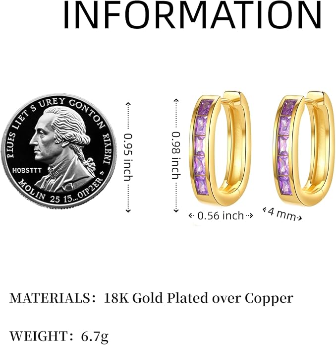 Trendy CZ Gold/Silver Hoop Earrings for Women Square Hypoallergenic chunky gold Hoop Earrings Geometric Minimalist Rectangle Hoops