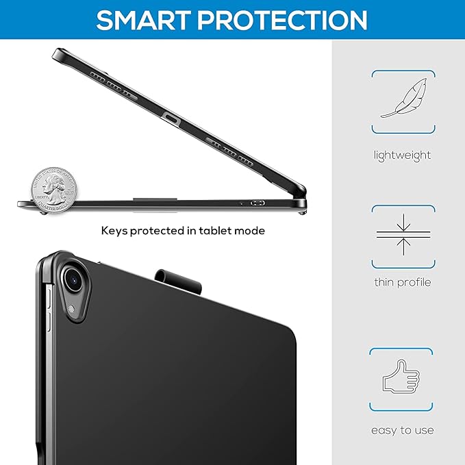 Touchpad Keyboard Case for iPad (A16) 11th Gen 2025/iPad 10th Generation 2022, Backlit Trackpad Keyboard Folio Smart 360° Rotatable Stand Cover with Pencil Holder, Black