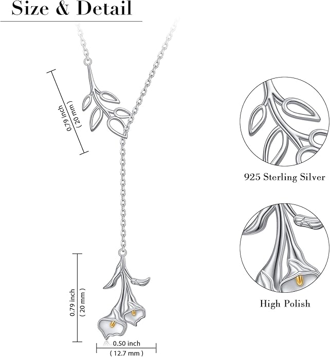 Long Necklace Sterling Silver Larait Bar Y Lariat Long Chain Drop Adjustable Necklace Gift for Her, 30"