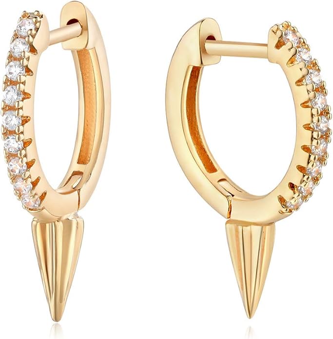 MYEARS Women Earrings Gold Huggie Hoop Ear Stud Cuff 14K Small Simple Hypoallergenic Everyday Jewelry