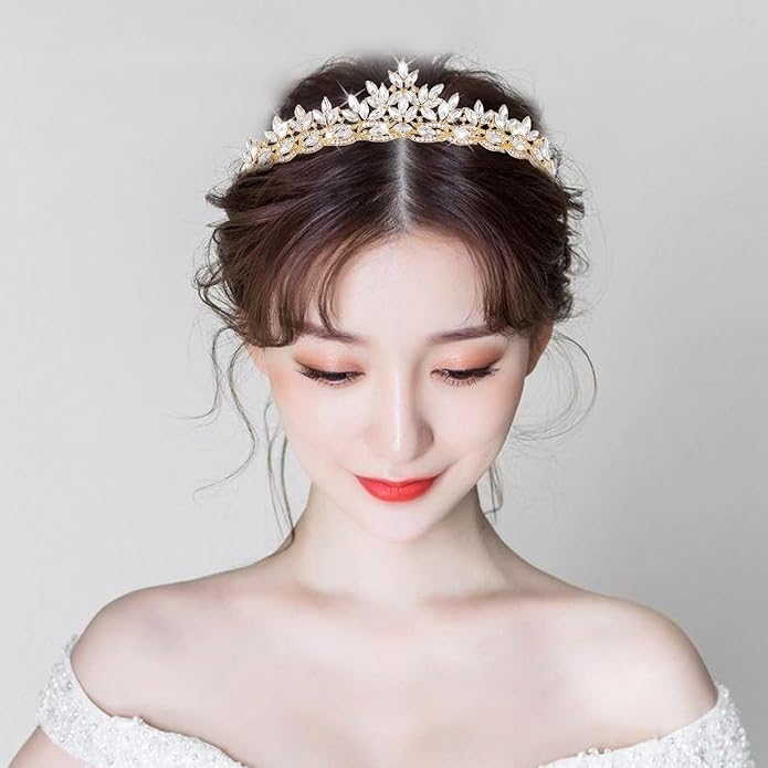 Crystal Tiaras & Crowns for Women, Bride Royal Queen Headband Princess Headpieces for Birthday Cake Crown & Prom Pageant Party