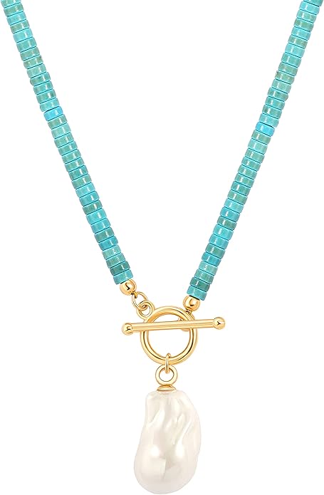 Aobei Pearl 18K Gold Plated Moon Star Lion Evil Eye Love Heart Cross Pendant Necklace Medallion Paperclip Chian Choker Layering Jewery for Women