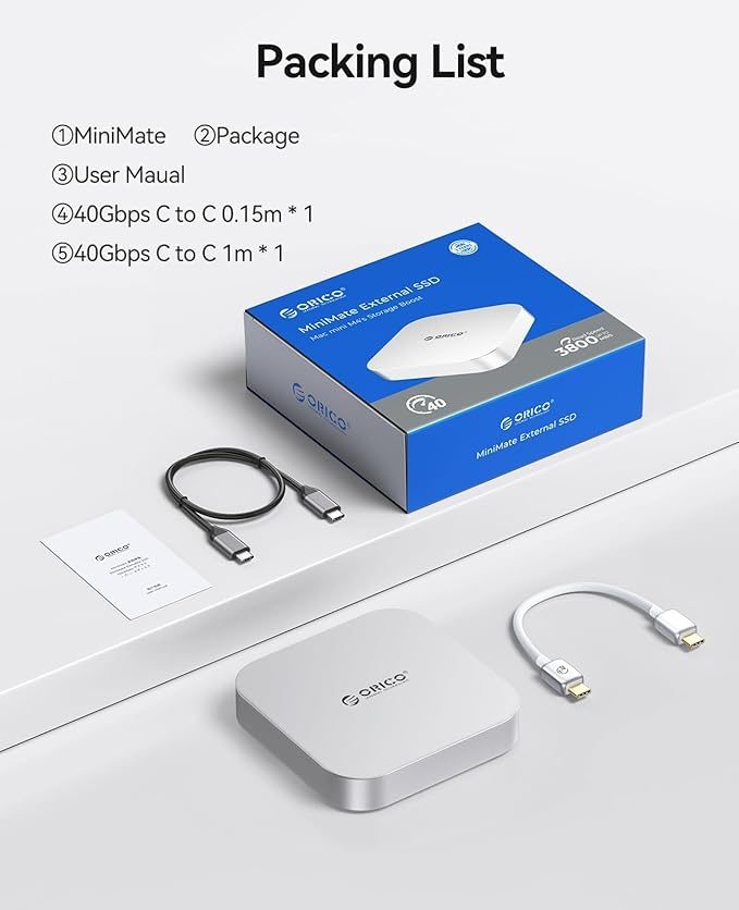 ORICO MiniMate Pro 4TB External SSD Compatibility with Mac mini M4, 40Gbps High Speed Trasmission, Portable Solid State Drive, M4Pro (4TB)