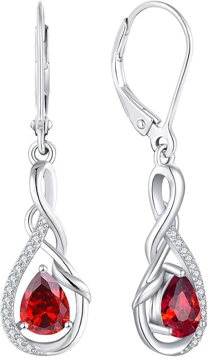Starchenie Infinity Dangle Drop Earrings Sterling Silver Leverback Earrings Gemstones Twisted Jewelry