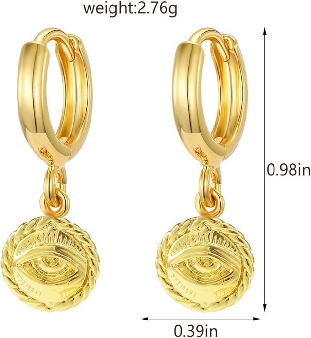 XYJZXY Gold Huggie Small Hoop Earrings with Charm Personalized Snake/Evil Eye/Star/Cross/Lock/Key 18k Gold Plated Crystal Drop Dangle Earrings for Women
