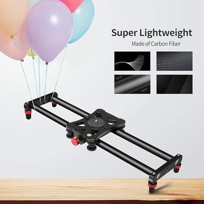 Zecti Camera Slider 24"/60 cm Adjustable Carbon Fiber Camera Dolly Track Slider Video Stabilizer Rail for Camera DSLR Video Movie Photography Camcorder Stabili & Phone, Black