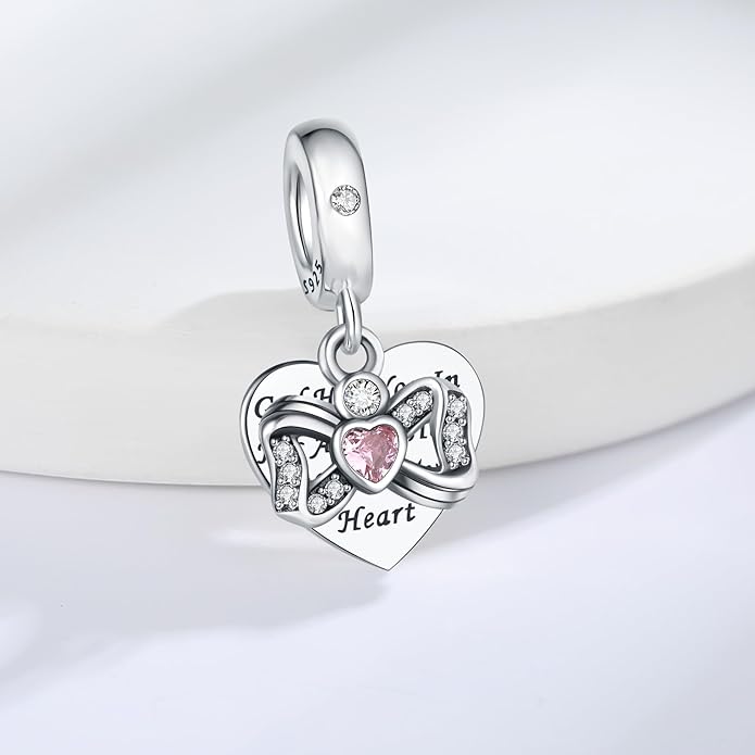 925 Sterling Silver Charms Fit Pandora Charms Bracelet God Has You In His Arms I Have You In My Heart Fit Wife Daughter Mother's Day Christmas Birthday Gift