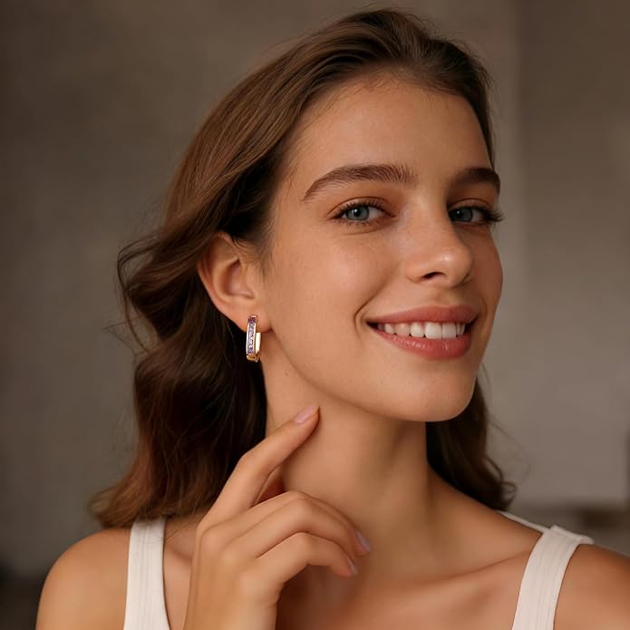 Trendy CZ Gold/Silver Hoop Earrings for Women Square Hypoallergenic chunky gold Hoop Earrings Geometric Minimalist Rectangle Hoops