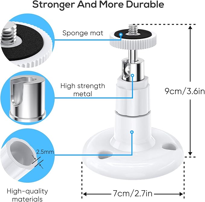 FastSnail Wall Mount Compatible with Wyze Cam Pan V3 & Wyze Cam V4/V3 & Wyze Cam Outdoor/Indoor, 360 Degree Swivel Adjustable Bracket for Wyze Cam and Other Camera with Same Interface 2 Pack