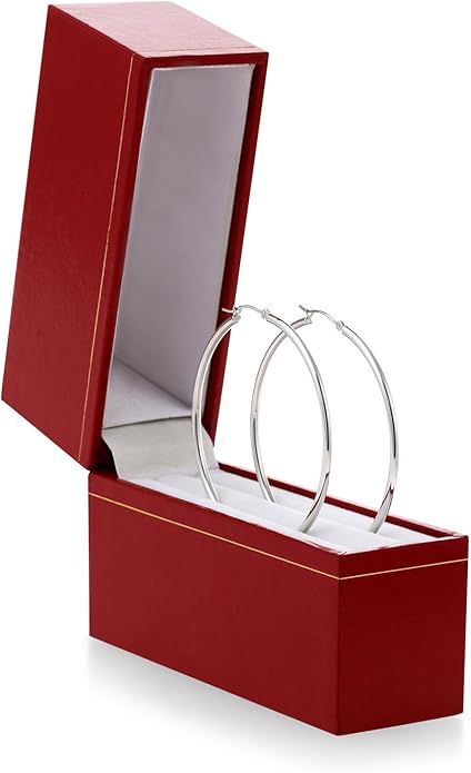 14k White Gold Classic Round Hoop Earrings