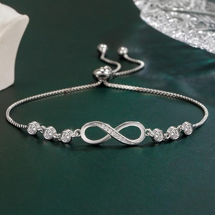 To My Granddaughter - Infinity Heart Bracelet Gift with Meaningful Card, Granddaughter Gifts from Grandma & Grandpa, Elegant Silver Jewelry for Birthday, Graduation, Christmas.