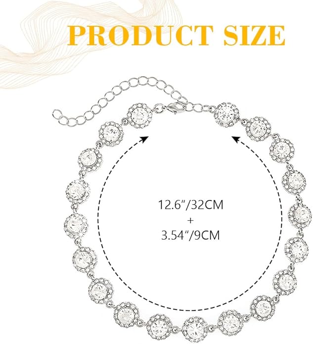 Crystal Choker Necklace Silver Rhinestone Chokers Diamond Jewelry for Women