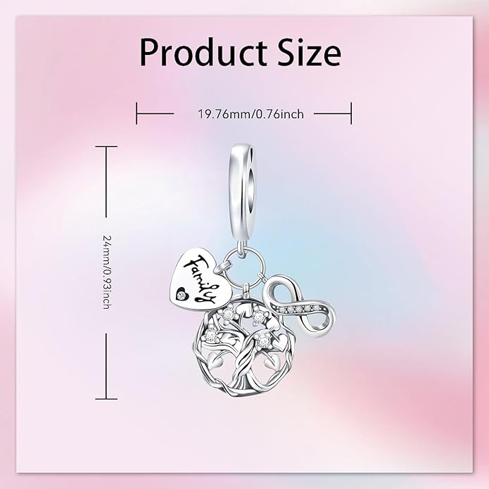 Bible Family Mom Wife Love Heart Dangle Charm 925 Sterling Silver Charms fits Bracelets and Necklace Pendant Bead Charms Jewelry Present for Women Family Friends