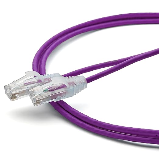 TRUECABLE Cat6 Component Rated Patch Cable, Unshielded (U/UTP), 7ft, Purple, 28AWG Solid Copper, Snagless 10G High-Speed Ethernet Cable, PoE++ 4PPoE 100W, UL Listed, RoHS-3, 1 Pack