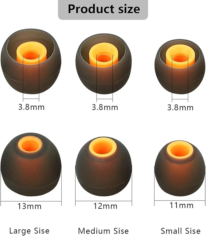 Earbud Replacement Tips Silicone Earbud Tips Earbud Covers Fit for in-Ear Headphones (Inner Hole 3.8mm -5.1mm) Earbud Rubber Tips Ear Tips,9 Pairs S/M/L