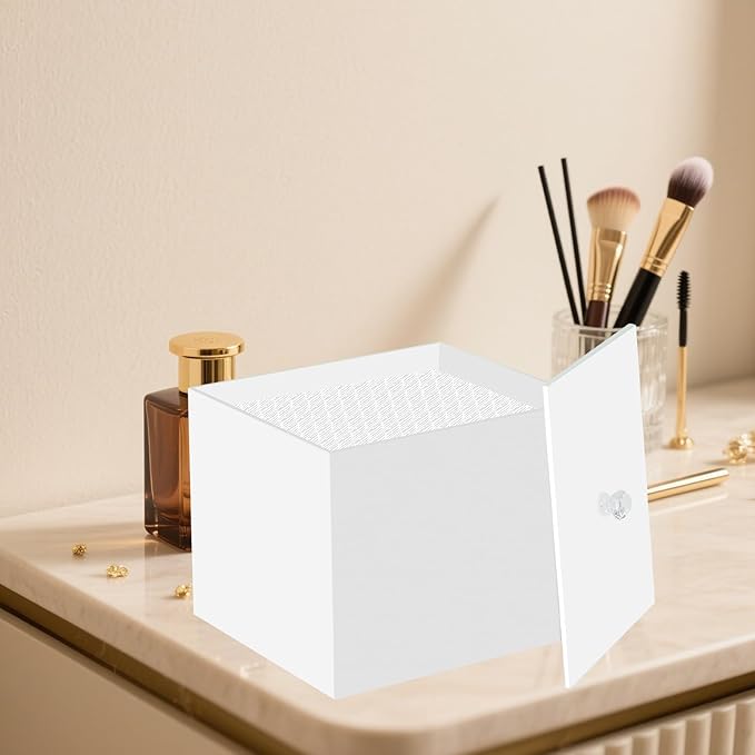 Face Towel Box, Acrylic Facial Disposable Towelettes Holder Container for XL Face Towels and Protects from Dust, White