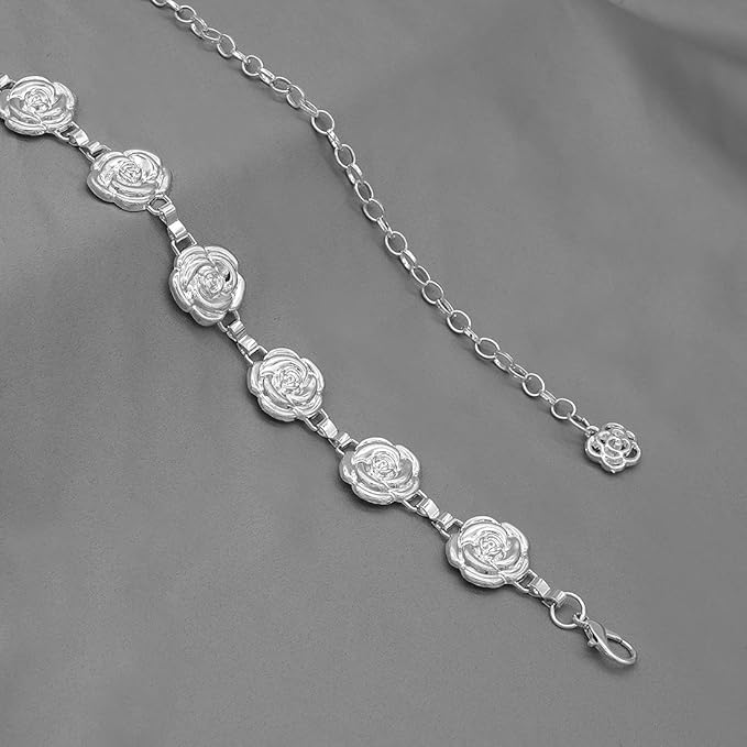 Small Flower Metal Belt Chain - Adjustable Waist Chain for Women's Dresses
