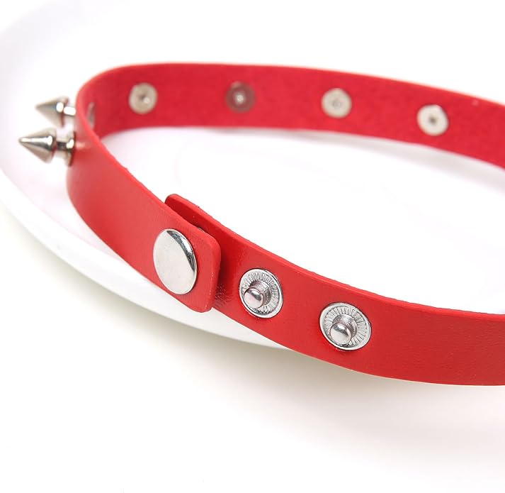 HZMAN Fashion Women Men Cool Punk Goth Metal Spike Studded Link Leather Collar Choker Necklace