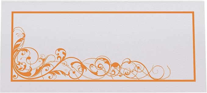 Scribble Vintage Swirl Place Cards, Orange (Choose Color), Set of 25, Pre-cut and Scored - Wedding, Party, Dinner, and Special Events - Made in the USA