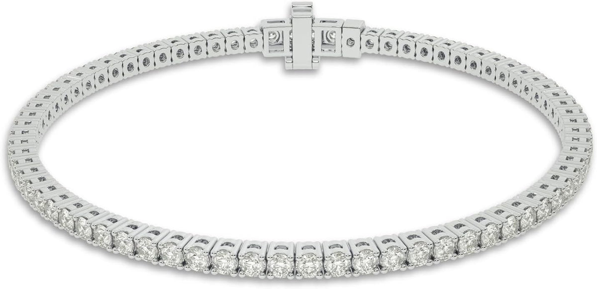 Lab Grown Diamond Tennis Bracelet for women| 7 Inches Real 10K White Gold 2 & 3 Carat Bracelet | Dazzling Diamond Jewelry Gift for Women
