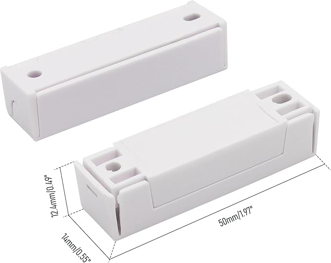5Pcs Magnetic Reed Switch Wired Surface Mount Normally Closed NC Contact Sensor Alarm Magnetic Door Switch with 2 Wires, ABS White, MC-44b