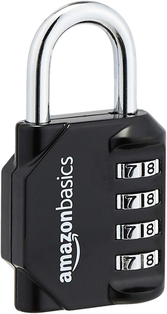 Amazon Basics 4-Digit Combination Lock for Gym and Sports, 2-Pack, Black