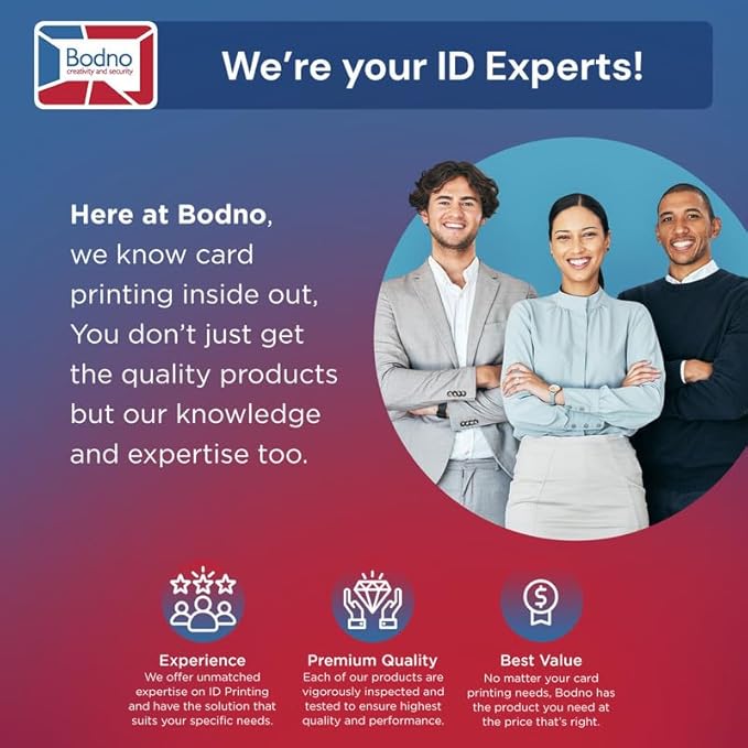 Bodno Seaory S25 Single Sided ID Card Printer & Complete Supplies Package ID Software and Camera - Silver Edition