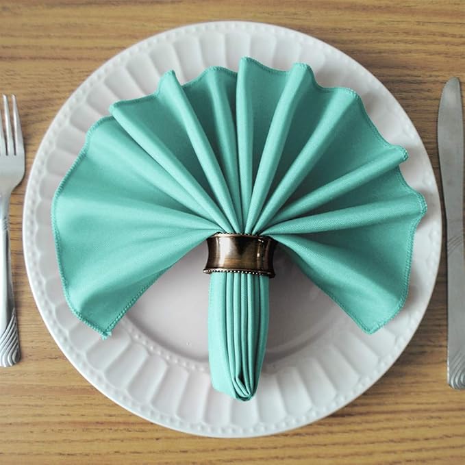 TableLinensforLess 17"x17" Polyester Cloth Napkins, Set of 6 (Baby Blue) | Easy-Care, No-Iron Finish, Superior Color Retention, Machine Washable