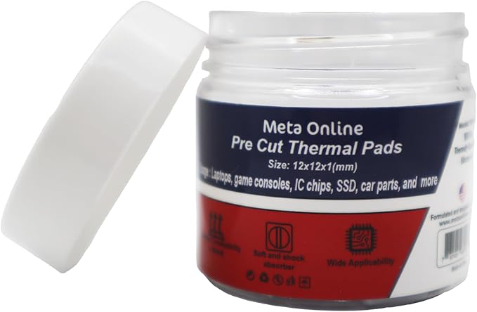 100 Pcs Pre-Cut Thermal Pads for Game Consoles, PS5 Ram, Memory, Computer Rams, Laptop IC Chips, Mosfets Coils Wide Applicable Pack of 100 / 12x12x1mm