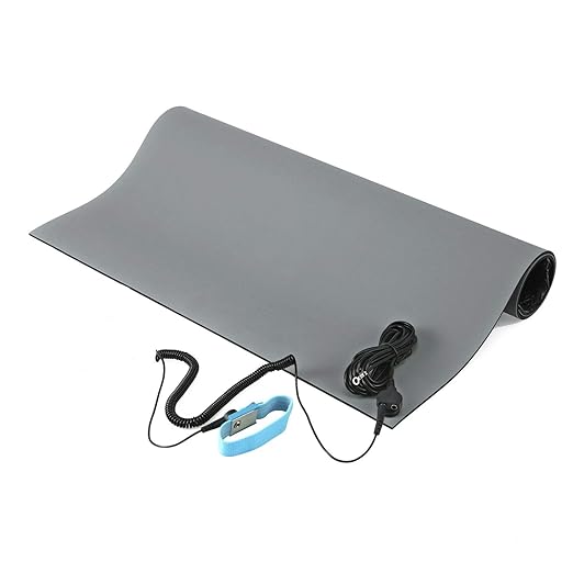 MWRF ESD Mat Kit with Wrist Strap and Grounding Cord (2 FT x 4 FT x 0.12 Inch, Grey) - MWRF Source