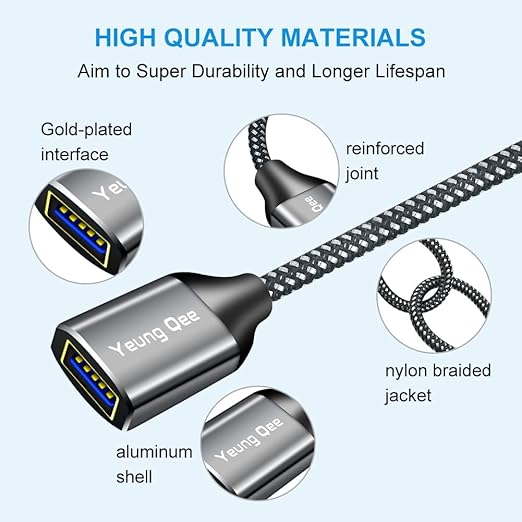 USB 3.0 Extension Cable 15 ft,5Gbps High Speed USB 3.0 Type A Male to Female Extension Cord,USB Extension Lead Compatible with USB Flash Drive, Hard Drive, Card Reader,Scanner,Keyboard (15FT)