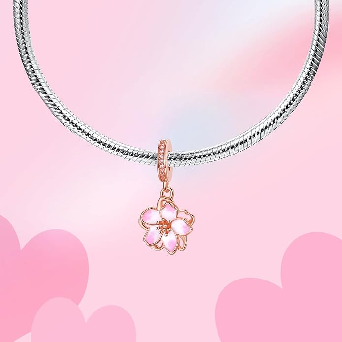 Birthday Fashion Love Heart Dangle Charm 925 Sterling Silver Charms fits Bracelets and Necklace Pendant Bead Charms Jewelry Present for Women Family Friends