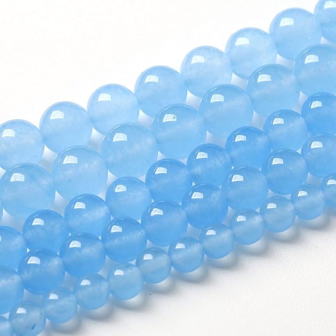 10mm 38pcs Blue Natural Chalcedony Aquamarines Stone Beads for Jewelry Making Round Jades Beads DIY Bracelet Accessories