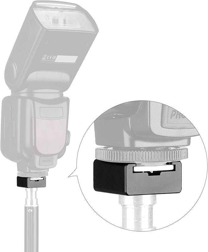 Updated Anwenk Flash Cold Shoe Mount Adapter Flash Shoe Mount Flash Stand Adapter with 1/4"-20 Tripod Screw Thread for Camera Flash Nikon Canon Olympus Panasonic Speedlite Flash, 2Pack