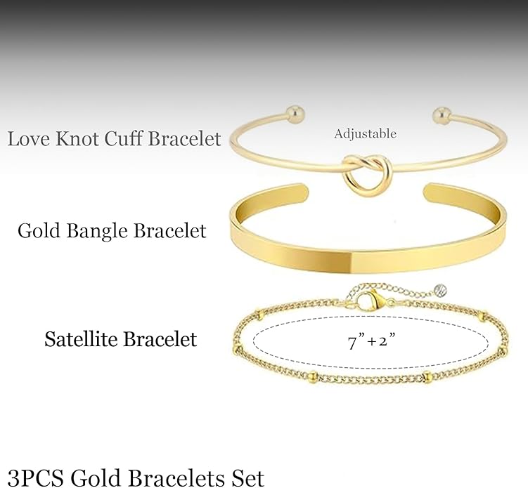 Gold Bracelets for Women 18k Gold Plated Bracelet Stack Bangle Cuff Bracelet Set for Women Non Tarnish Beaded/Paperclip/Cuban Link Chain Bracelets Jewelry for Women Trendy