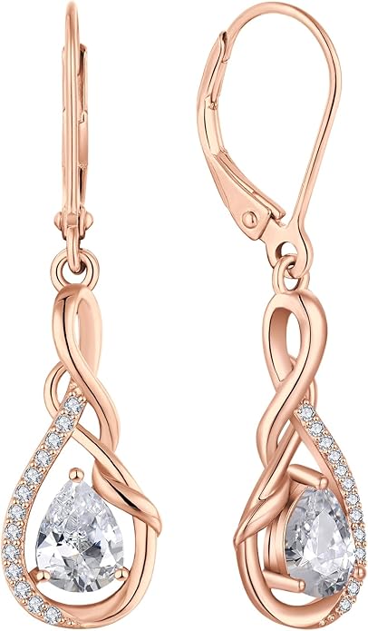 Starchenie Infinity Dangle Drop Earrings Sterling Silver Leverback Earrings Gemstones Twisted Jewelry