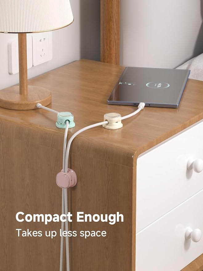 Magnetic Cable Clips, Adjustable Cord Holder Management, Adhesive Wire Keeper Organizer for Home Office Desk Phone PC Car Wall Desktop Nightstand Appliance (9-PCS Purple_Apricot_Cyan)