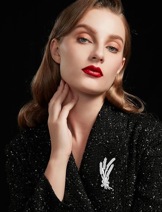 Handmade 14K Gold Bow and Ear Design Brooch, Pastoral Elegant Wheat Design Moissanite Corsage, Delicate Gift for Her