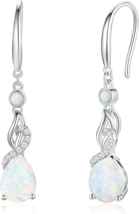 FANCIME Teardrop Dangle Drop Earrings 925 Sterling Silver Pear Gemstone Birthstone Earring Fine Jewelry Birthday Gifts for Women
