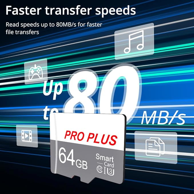 2 Pack TF Card 64GB with Adapter, High Speed Memory Card, UHS-I C10 A1 Memory TF Card for Tablet/Mobile Phone/Camera/Car Audio/Game Console (TF183 White Gray 64GB)