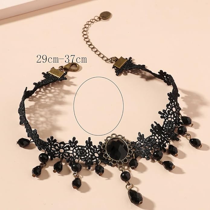 Black Lace Tassels Choker Necklace - Boho Fashion Prom Dainty Sexy Body Chain