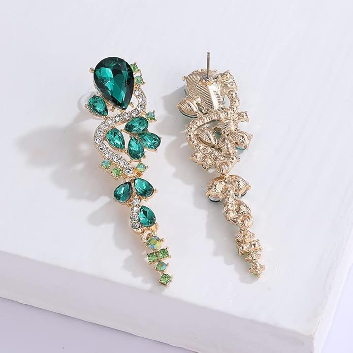 Rhinestone Statement Dangle Earrings Sparkly Crystal Bridal Wedding Earrings for Brides Bridesmaides Chandelier Teardrop Earrings for Women Prom Party