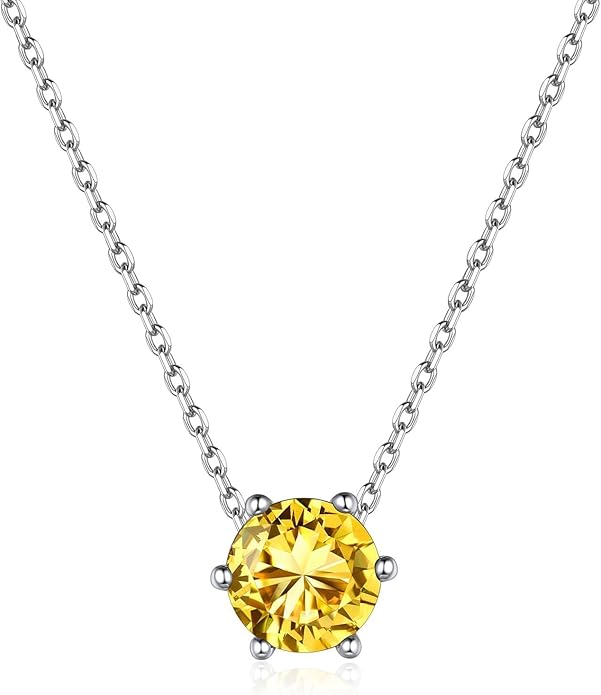 ChicSilver 925 Sterling Silver 12 Months Sparkling Round Cut Created Birthstone Pendant Necklace, 16 Inch Rolo Chain
