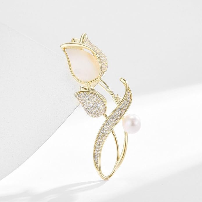 Rhinestone Flower Brooch Austrian Crystal Flower Pin 18k Gold Plated Floral Brooch Lapel Pin Jewelry Mother's Day Birthday Gifts for Mom Wife